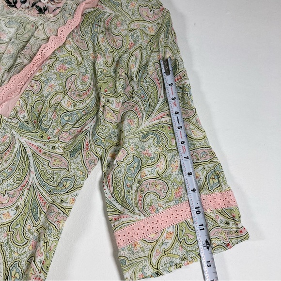 Anthropologie Florets Paisley Sleep Robe Eyelet Lace Romantic Pastel Size Small - Picture 9 of 16